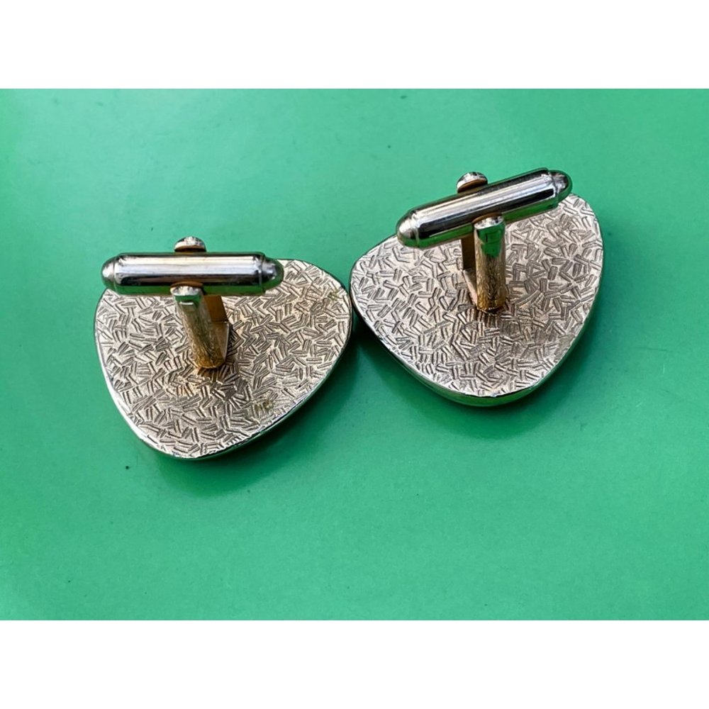 Vintage 1960s Chunky Mens Cufflinks Black Glass Matrix - Picture 7 of 8